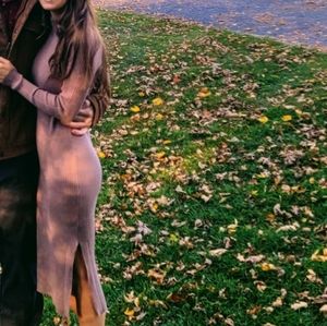 XS Turtleneck Sweater Dress with slit skirt